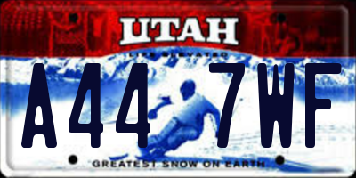 UT license plate A447WF