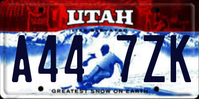 UT license plate A447ZK