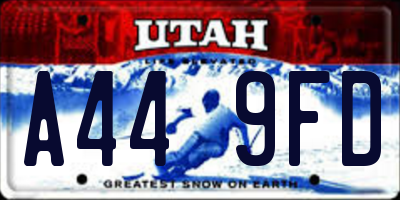 UT license plate A449FD