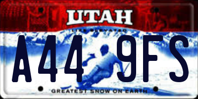 UT license plate A449FS