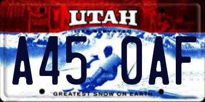 UT license plate A450AF