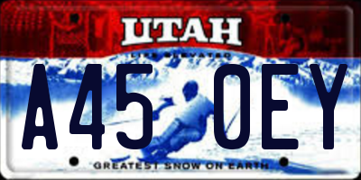 UT license plate A450EY