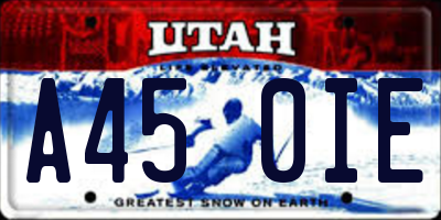 UT license plate A450IE