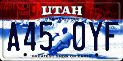 UT license plate A450YF