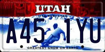 UT license plate A451YU