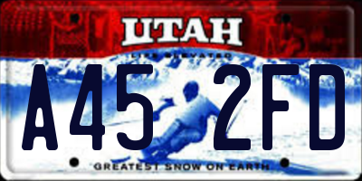UT license plate A452FD