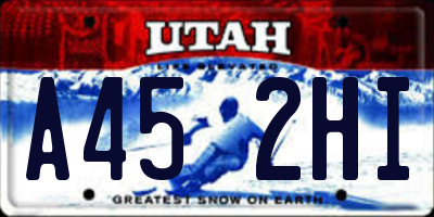 UT license plate A452HI