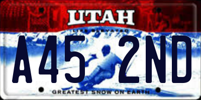 UT license plate A452ND