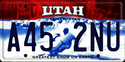 UT license plate A452NU