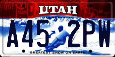 UT license plate A452PW