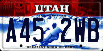 UT license plate A452WB