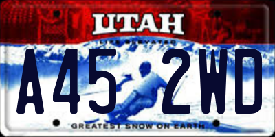 UT license plate A452WD