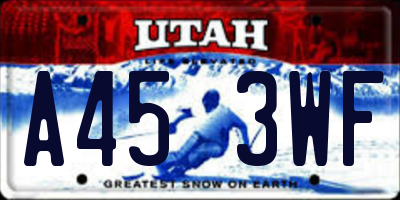 UT license plate A453WF