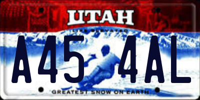 UT license plate A454AL