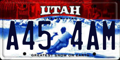 UT license plate A454AM