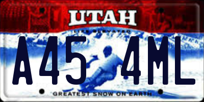 UT license plate A454ML