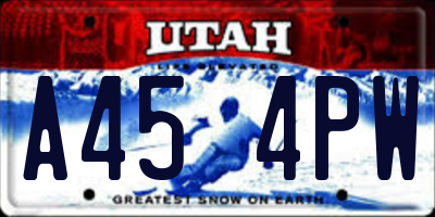 UT license plate A454PW