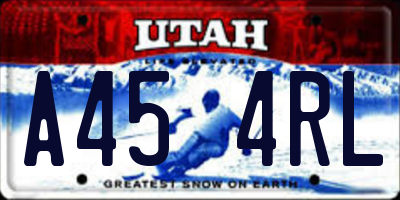 UT license plate A454RL