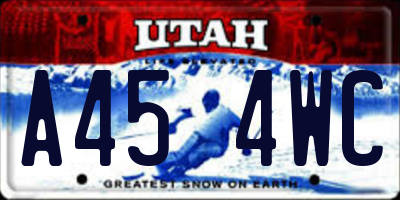 UT license plate A454WC
