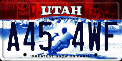 UT license plate A454WF