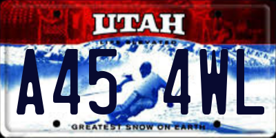 UT license plate A454WL