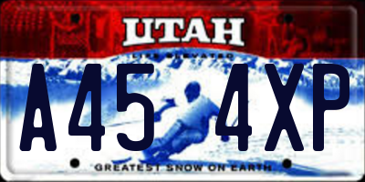 UT license plate A454XP