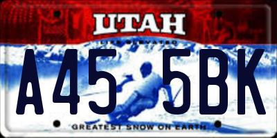UT license plate A455BK