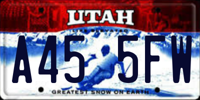 UT license plate A455FW