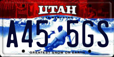 UT license plate A455GS