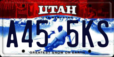 UT license plate A455KS