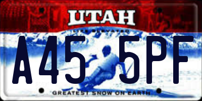 UT license plate A455PF
