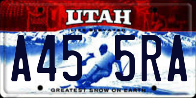UT license plate A455RA