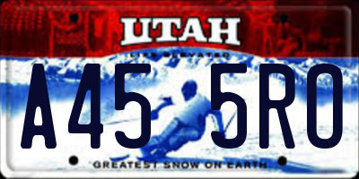UT license plate A455RO