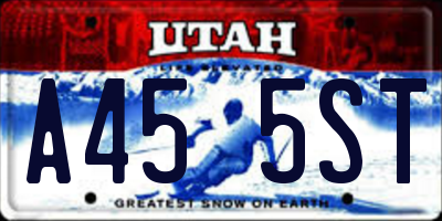 UT license plate A455ST