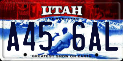 UT license plate A456AL