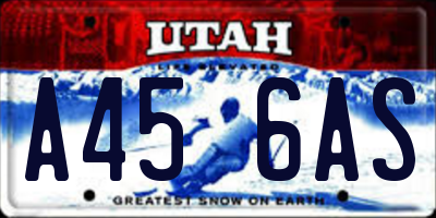 UT license plate A456AS