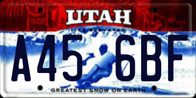 UT license plate A456BF