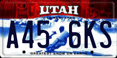 UT license plate A456KS