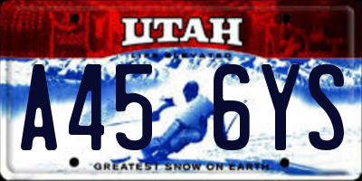 UT license plate A456YS