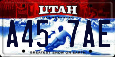 UT license plate A457AE