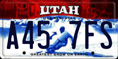 UT license plate A457FS