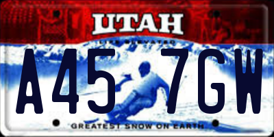 UT license plate A457GW