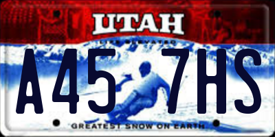 UT license plate A457HS