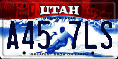UT license plate A457LS