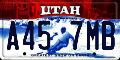 UT license plate A457MB