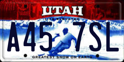 UT license plate A457SL