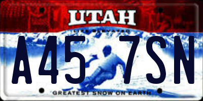 UT license plate A457SN