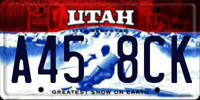 UT license plate A458CK