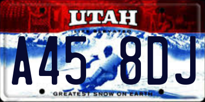 UT license plate A458DJ