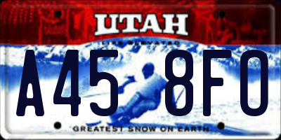 UT license plate A458FO